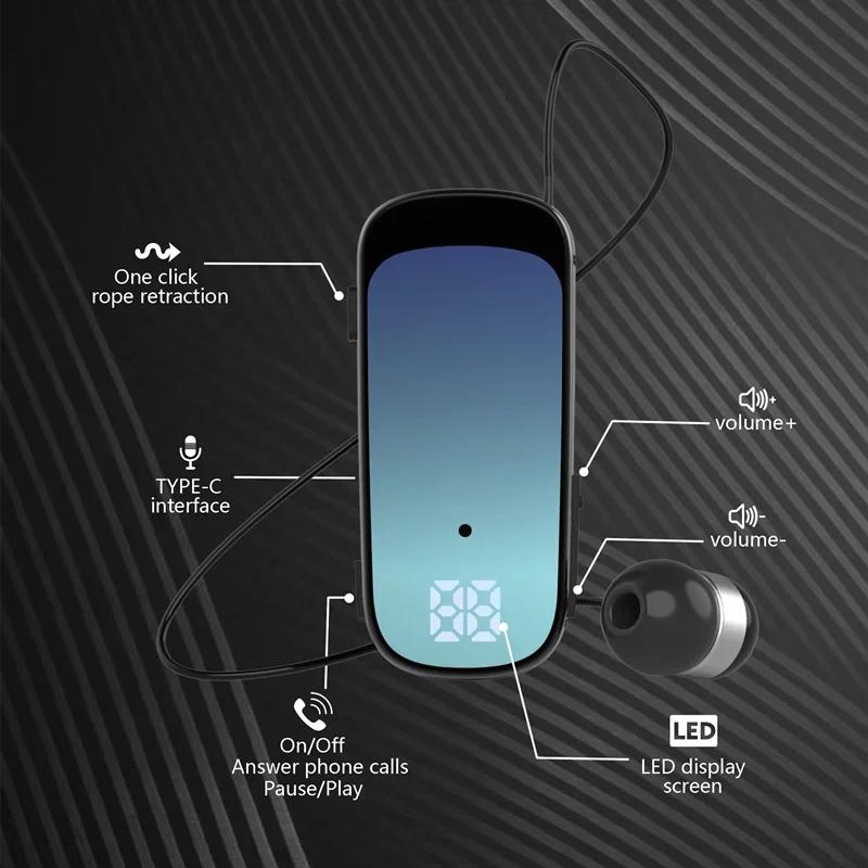Наушники Lavalier Business Bluetooth 5.2 для звонков/музыки 20H с шумоподавлением, беспроводные наушники с вибронапоминанием, спортивные наушники
