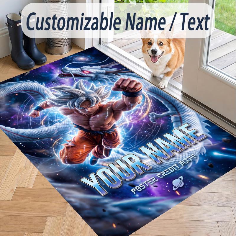 Custom Text Dragon Ball Pattern Floor Rug Soft Indoor Carpet Mat Living Room Bedroom