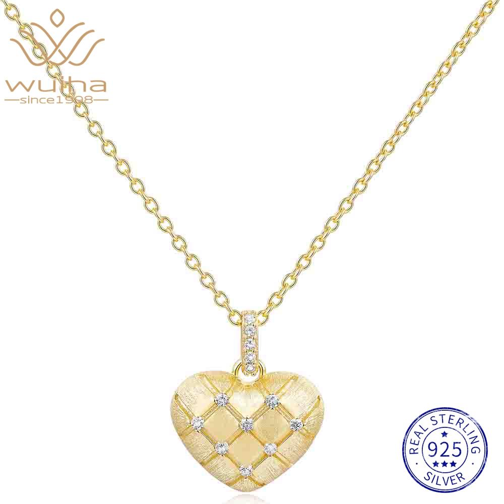 WUIHA 100% 925 Sterling Silver VVS1 D Color Real GRA Moissanite Diamond Heart Pendant Necklace Wedding Engagement Fine Jewelry