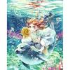 Алмазная картина «Девочка и дельфин в море», вышивка со стразами, икона, вышивка крестиком, домашний декор