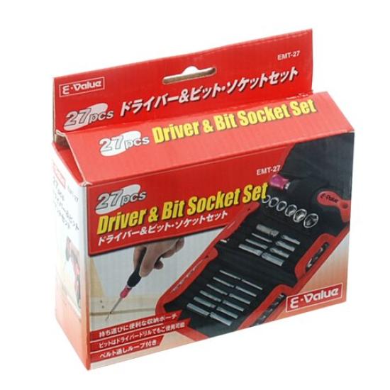 И Набор торцевых головок для сборки и обслуживания мебели E-Value 27 предметов Отвертка, биты, EMT-27