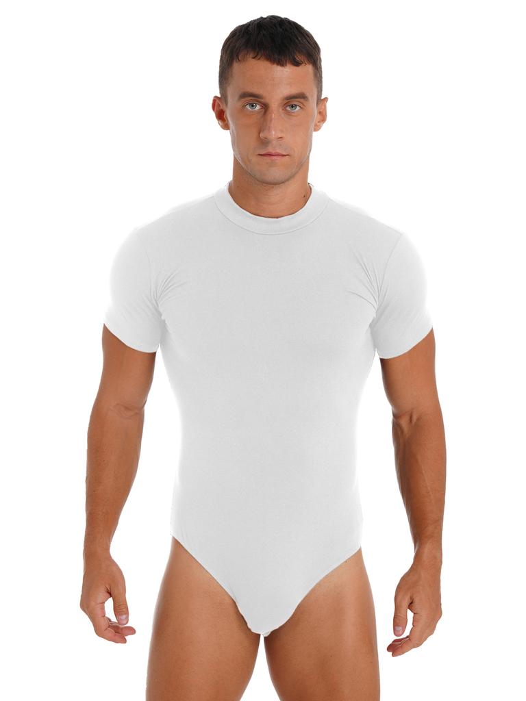 Мужская цельная майка с короткими рукавами и кнопками в промежности, купальник, топ, облегающий комбинезон, боди