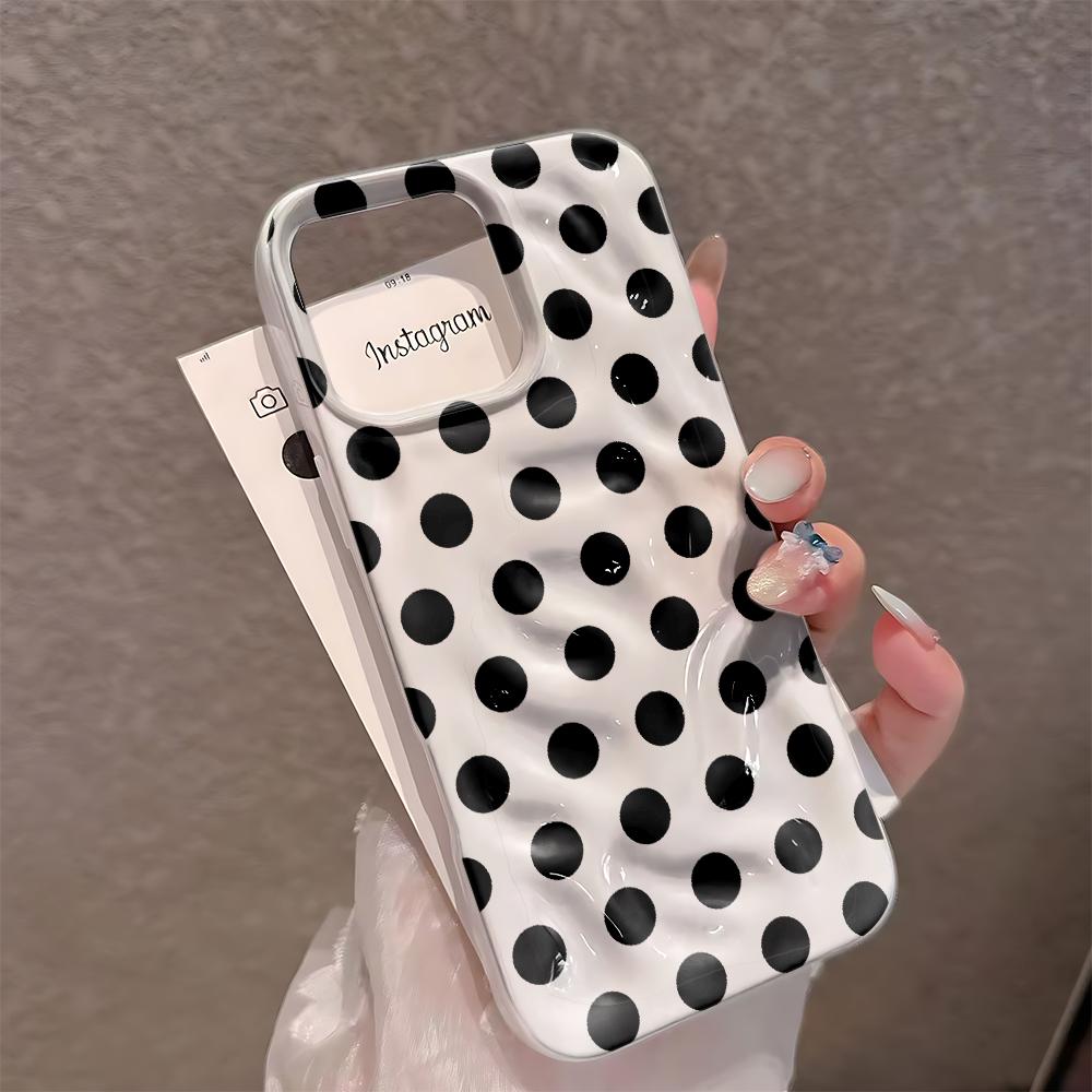 Черный Чехол из Силикона в Горошек Однотонный Для Iphone 15 14 13 11 12 17 Plus 16 Pro Max Простой Минималистичный Чехол