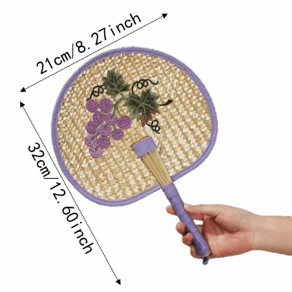 Retro Hand-Woven Fan Chinese Style Hand Cranked Fan Compact Hand Braided Fan  Photo Prop