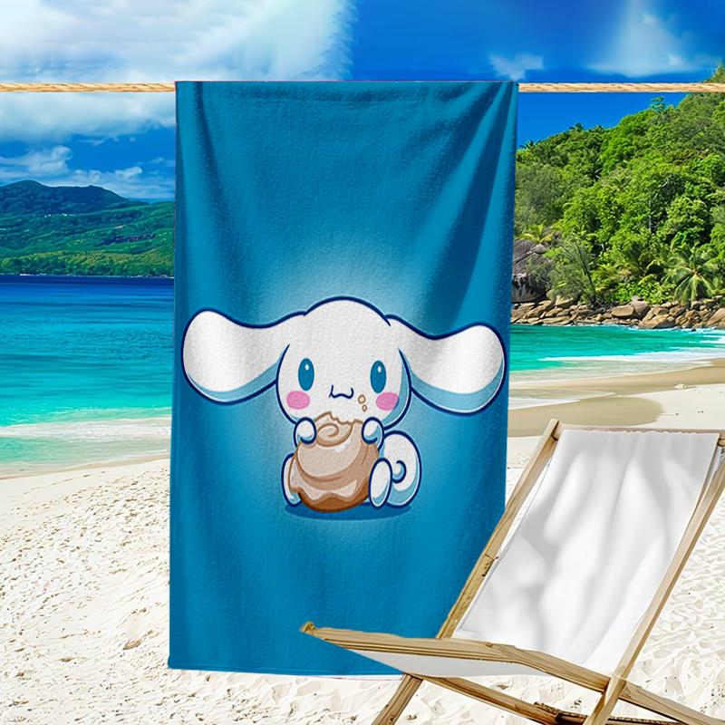proof beach towel with a Sanrio Cinnamoroll1 pattern - soft,absorbent,quick-drying,machine washable - perfect for swimming,camping,bathing
