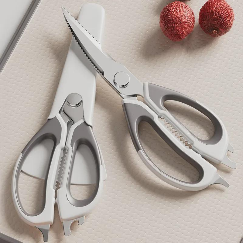 Сверхпрочные кухонные ножницы из нержавеющей стали для разделки курицы и костей – многофункциональные с магнитным держателем