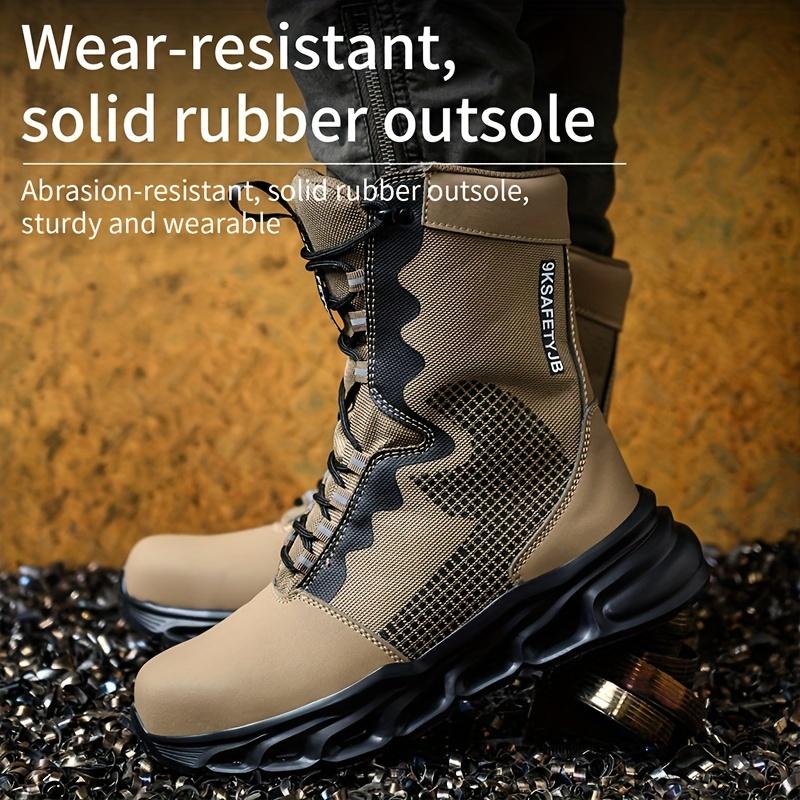 Высокие рабочие защитные ботинки, мужская рабочая обувь со стальным носком и пыленепроницаемая защитная обувь для языка, мужская обувь с защитой от проколов