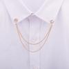 1pc Minimalist and Fashionable Rhinestone Tassel Double-layer Chain Men's Brooch Shirt Collar Accessory