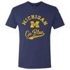 Ретро-футболка Michigan Wolverines с надписью, лицензированная, унисекс, из смеси тканей - Винтажный темно-синий
