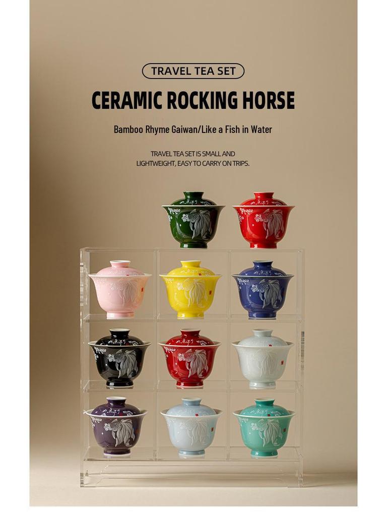 Керамический набор для чая Гайвань с глазурью цвета глины Дехуа, Белая рыба - Тонкий фарфор, Чаша для заваривания чая в стиле Кунг-фу