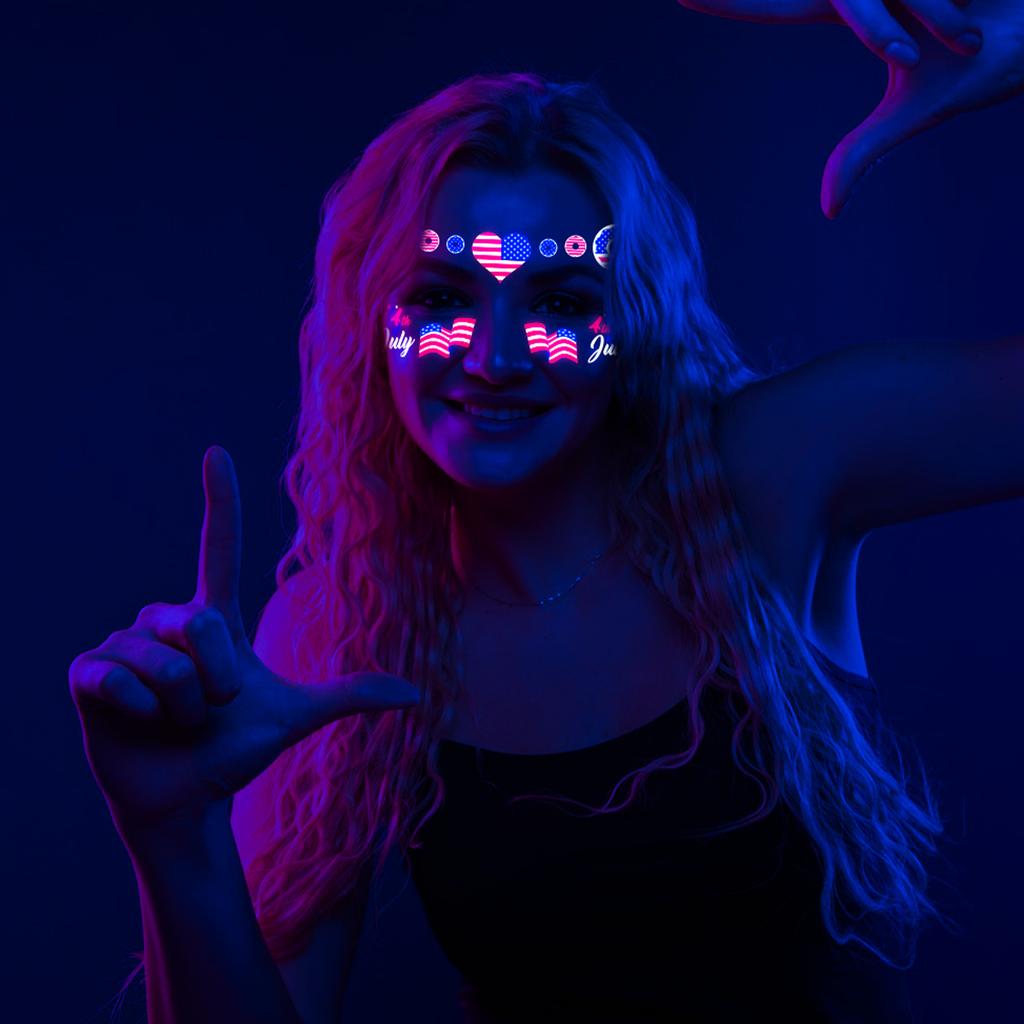 Флуоресцентная наклейка для лица, тату-наклейка, вечеринка в США, светящаяся водонепроницаемая тату-наклейка