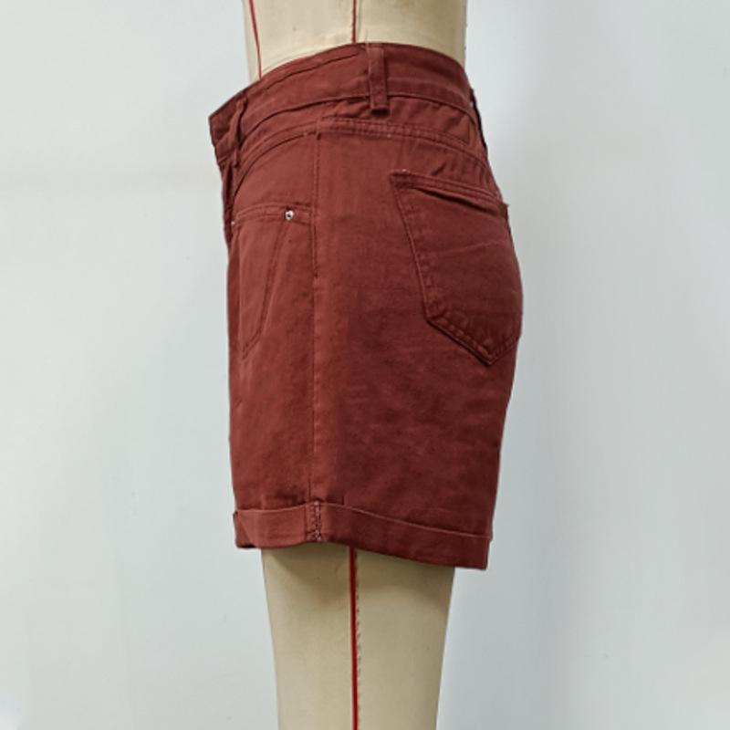 Летние женские однотонные модные облегающие джинсовые шорты с карманом на молнии