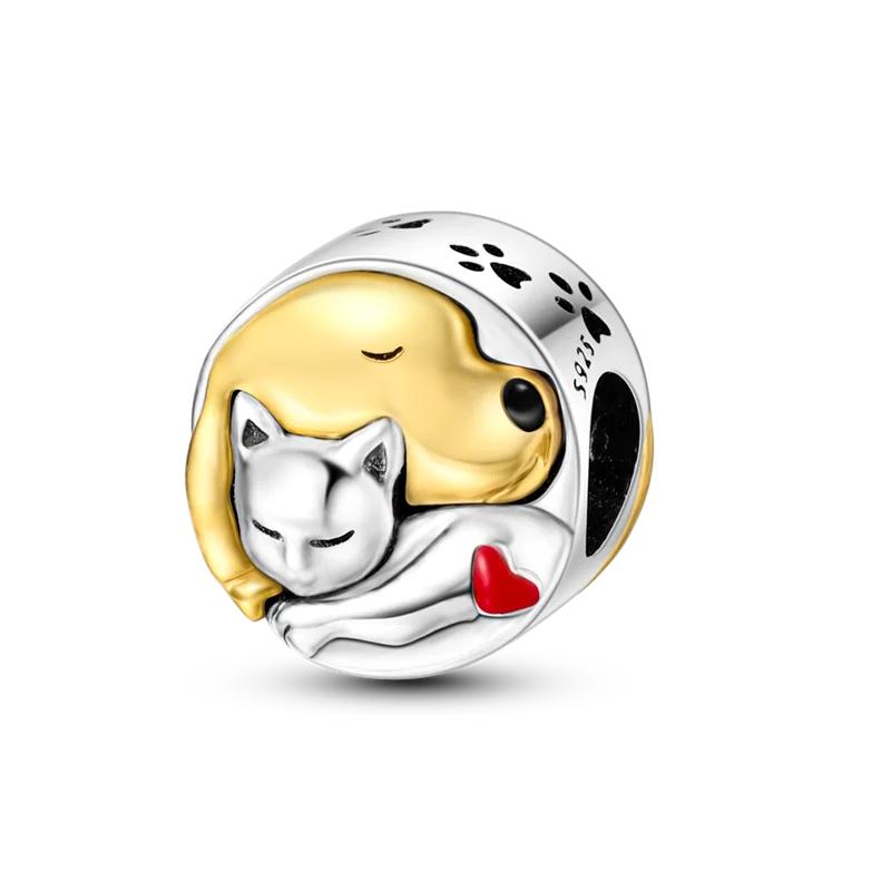 925 Silver Animal Charms Beads for DIY Bracelet Lovely Dog Cat Pendants Jewelry for Women