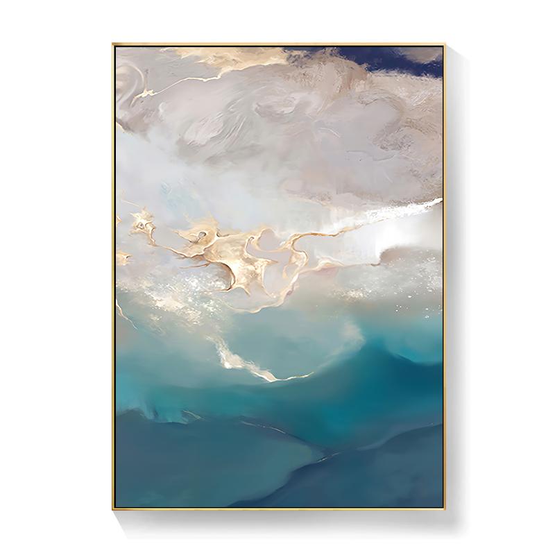 Современный абстрактный холст постер с синей мраморной волной настенная живопись постеры на скандинавскую тему и принты настенные