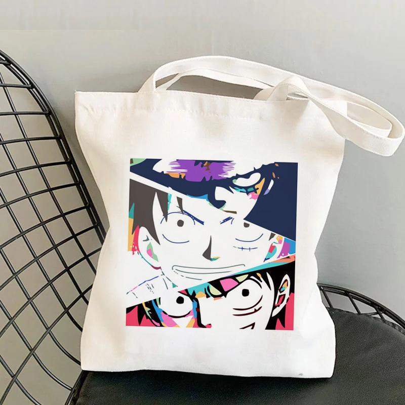 Японские мультфильмы комиксы One Piece Печать Холщовая сумка Покупка Наплечная сумка Складная сумка-тоут 0030