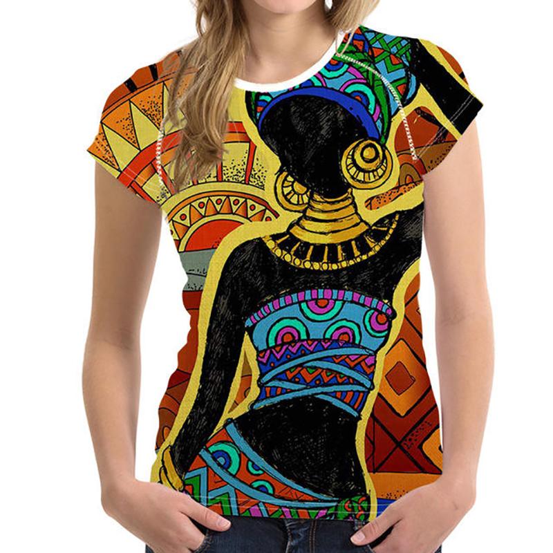 Новая африканская футболка для девочек, футболки в этническом стиле с 3D-принтом, женские с коротким рукавом