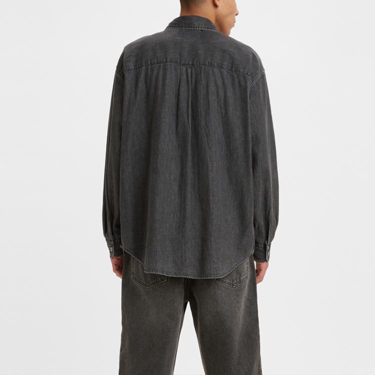 Рубашка Levis Solid Color Wash Single Button Casual с длинным рукавом Мужские рубашки Smoke-Gray A3404-0004