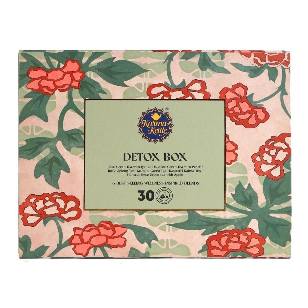 Detox Tea Set 6 Flavors (30 Pack, 2 G), Detox Box Karma Kettle