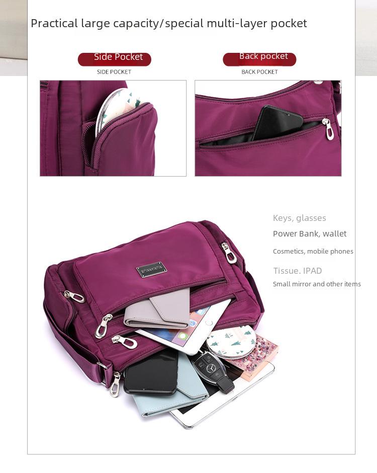 2024 Женская многослойная вместительная легкая сумка Oxford — наплечная, через плечо или рюкзак