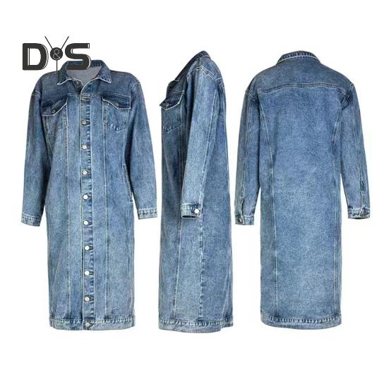 Женская куртка в стиле ретро, облегающий крой, стираный деним, средней длины, отложной воротник, застежка на пуговицы, длинный рукав, пальто, однотонное, с нагрудными карманами, верхняя одежда