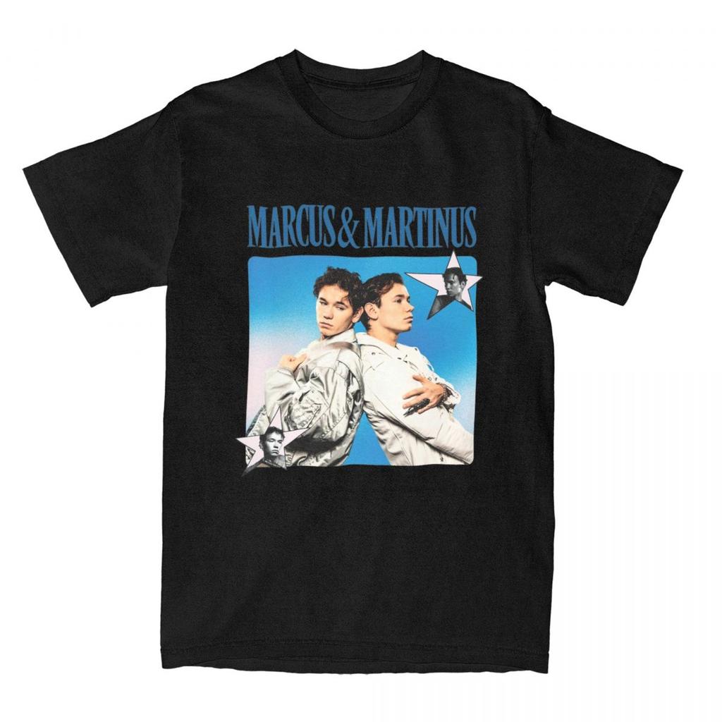 Marcus & Martinus Unforgettable Eurovision Song 2024 Men's T Shirts Tees Short Sleeve Crewneck T-Shirts 100% Cotton Clothing
