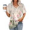 Womens Tops V-neck Short Sleeve Blouses Casual Fashion Print Tunic Tops With Pockets