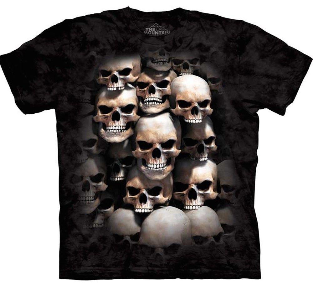 Unisex shirt Cotton Oversize Large Size Mountain Skull Crypt Occult Gothic Rock Dark Skeleton Scary Black Shirt S-2X