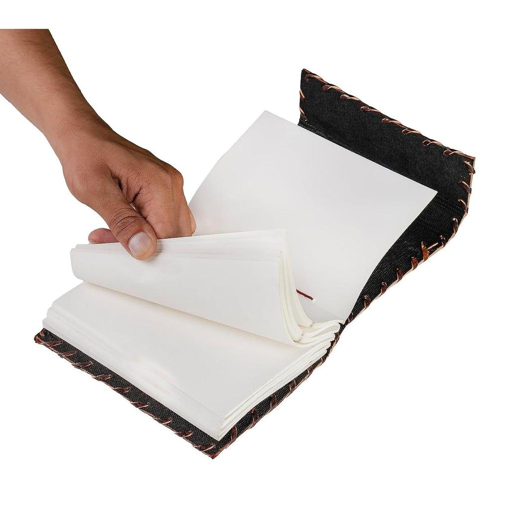 Leather Diary With Evil Eye Stone- 5×7 Inch Spells Journal with 240 Unlined Handmade Pages