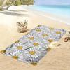 White Daisies Pattern on Gray Background Beach towel quick-drying for travel outdoor sports jogging beach and swimming