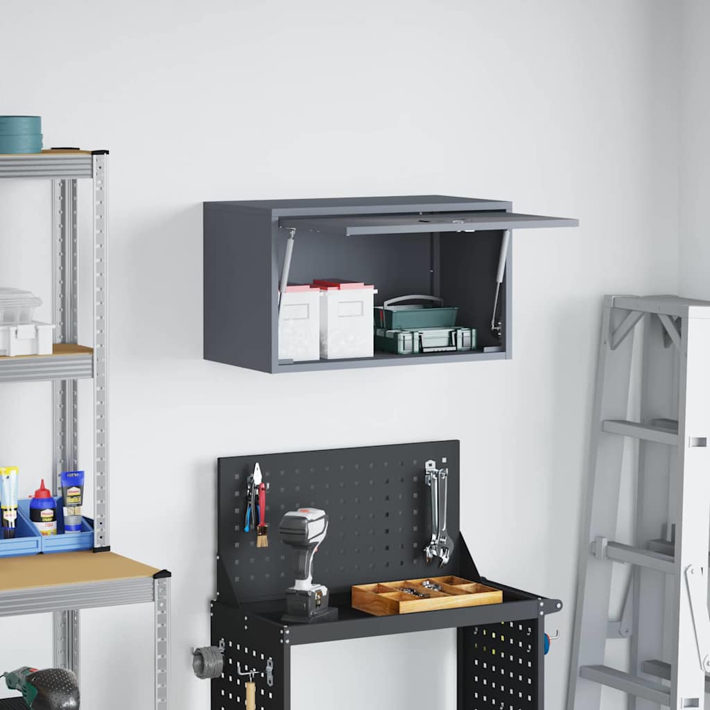 Wall Mounted Garage Cabinet with Gas Spring Door Anthracite