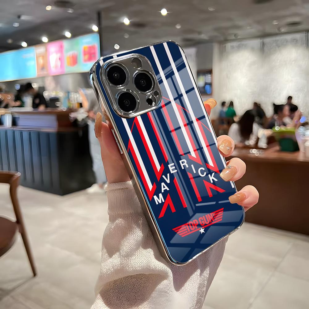 Чехол для телефона Top Gun Maverick Для iPhone 17 Pro Max 15 Pro 16 14 Plus 12 13 Mini 11 Pro Ударопрочный Электрооplated Стеклянная Крышка