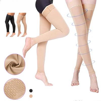 1 шт., компрессионные рукава до бедра с силиконовой лентой для женщин и мужчин, твердые, 20-30 мм рт. ст., градуированная поддержка