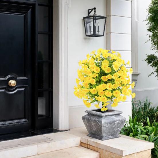 Faux Morning Glory Flowers Artificial Morning Glory Bush with Ground Spike Realistic Fake Greenery Shrubs for Farmhouse Porch Patio Decoration