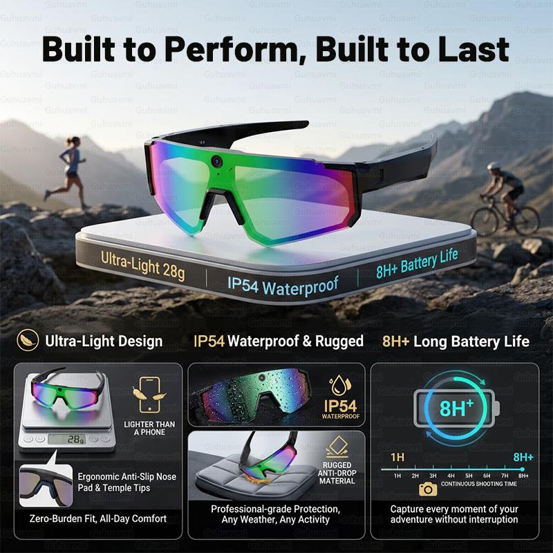 Мужские умные спортивные очки с HD-камерой 32 Мп, Bluetooth-звонки, 360° звук, солнцезащитные очки для велоспорта, ИИ-помощник, стабилизация изображения, новые
