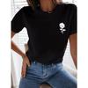 Simple Rose Flower Printing Tops Cotton T-Shirts For Womens Fashion Casual Soft Short Sleeve Loose Tees Comfortable Clothes