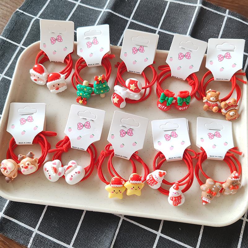 2024 Christmas Kids' Hair Accessories: Santa, Snowman, Reindeer Tree Hair Ties & Scrunchies