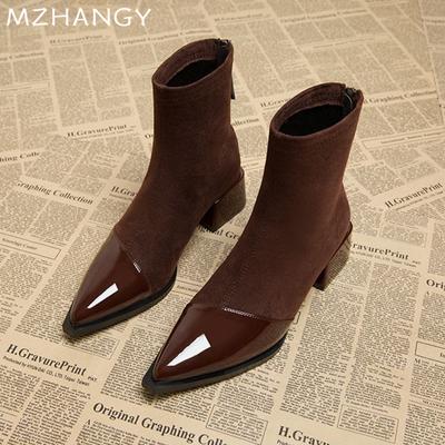 Женские ботильоны с острым носком, кожаные ботинки на среднем каблуке, зимняя обувь, элегантные женские туфли-лодочки 2025 года, новые ботинки челси, женские зимние ботинки