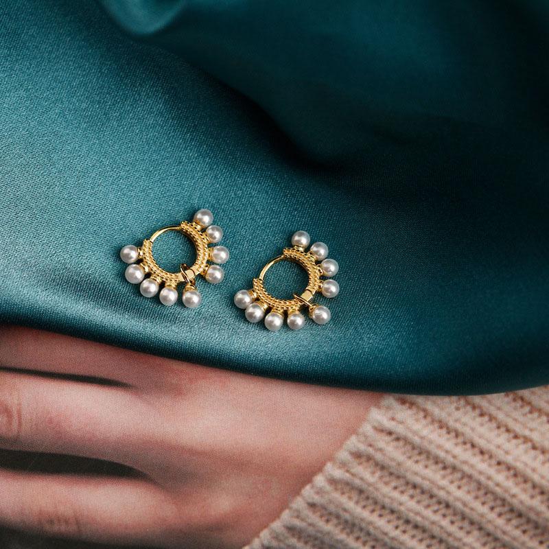 ANENJERY Жемчужные круглые серьги-кольца женские персональные серьги ювелирные изделия
