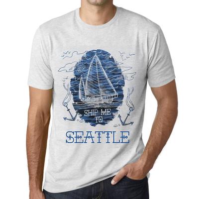 Мужская винтажная футболка Футболка с рисунком Ship Me to Seattle Vintage White