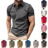 Men's Solid Color Button Lapel Short Sleeve Top Men's Casual Fashion Shirt