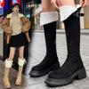 Over-knee Boots Women's Thick-soled Inner Height Increase Merad Long-tube Boots Thick-soled Large-tube Circumference Widened Fat Mm Large Size Velvet