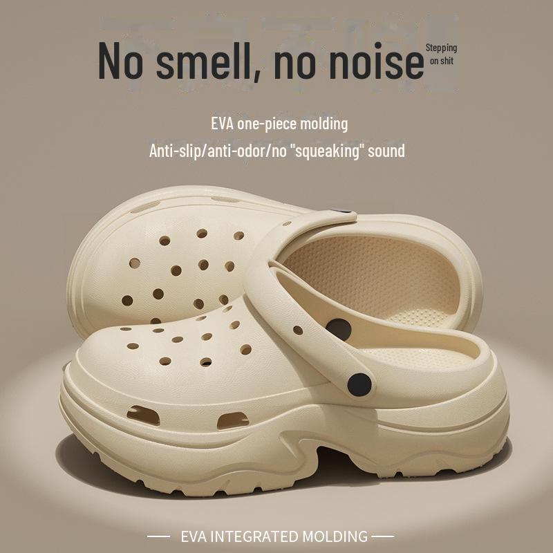 Женские сандалии с дырочками на толстой подошве 2024 года: Нескользящая, устойчивая к запахам обувь из ЭВА для летнего пляжа и активного отдыха