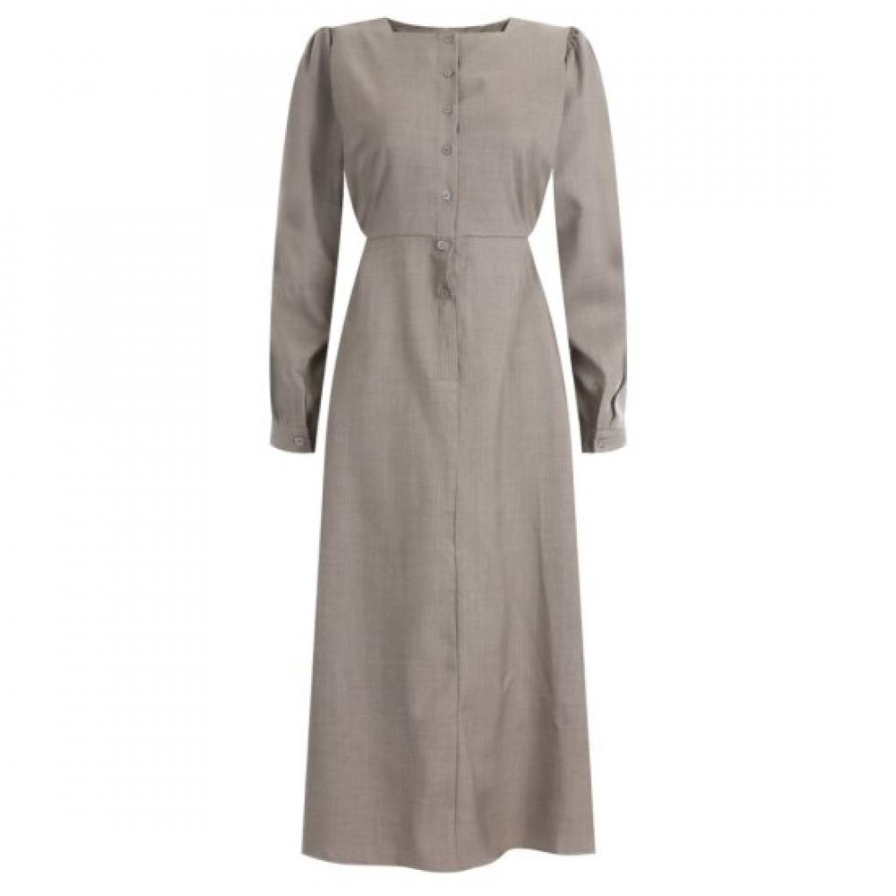 Shop Women S gueSt Look waiStband Back Button Shoulder Shirring Long dreSS Egg Wdr 12132 Brown