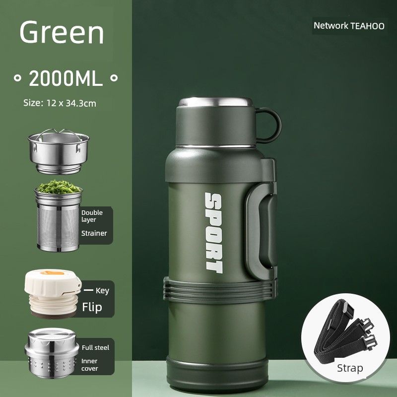 All-Steel Outdoor Travel Vehicle-Mounted Home Use 3-Liter Thermos Cup