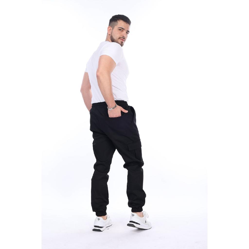 Мужские качественные хлопковые сезонные брюки-карго с эластичной резинкой на талии и габардиновым карманом на штанинах