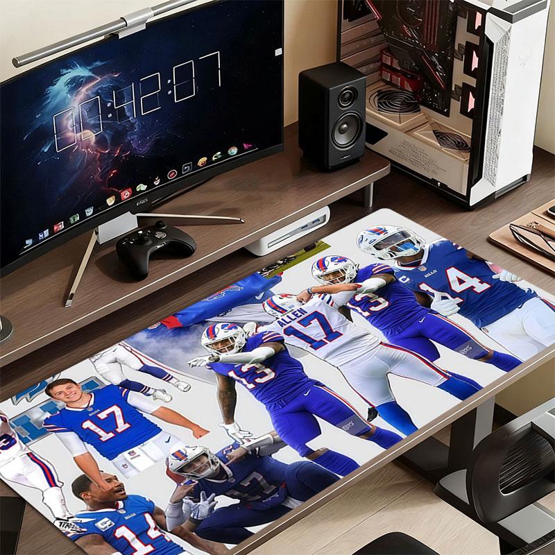 Buffalo Bills Players Mouse Pad, Large Gaming Desk Mat, Non-slip XXL Mousepad for Laptop & Tablet, Mini PC Playmat with Stitched Edges