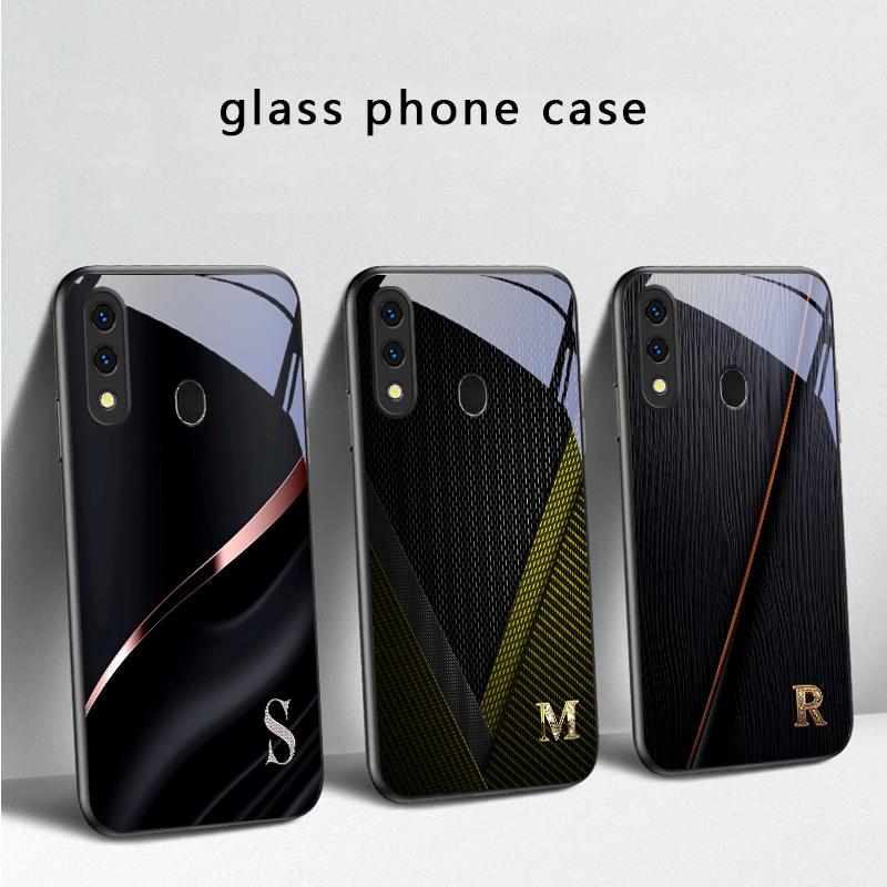Элегантные буквы 'S M R' Для Samsung Galaxy A30 A31 A32 A33 A34 A35 A42 A30s A20 A25 A26 A51 A56 A54 A72 A73 A70 Стеклянный чехол для телефона
