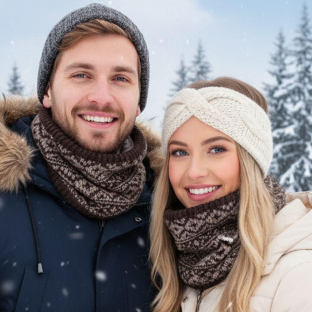 Thick Fleece Muffler Snowflake Warm Neck Warmer Fashion Winter Knitted Scarf cycling
