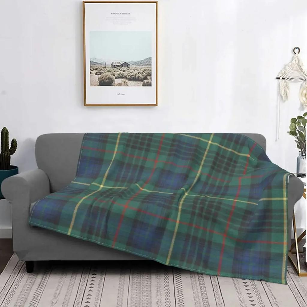 Red Tartan Stewart Clan Throw Blanket, Plaid Ultra-Soft Flannel Blanket Lightweight Home Decor Fleece Blanket for Men Women Kids