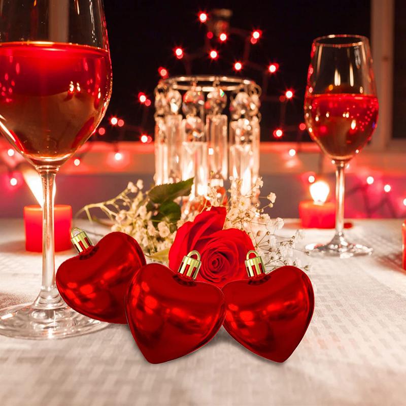 12PCS Love Wedding Decoration Home Pendant Peach Heart Electroplating Ball Party Decoration Atmosphere Decoration Christmas Deco